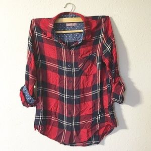 Red, white and blue plaid